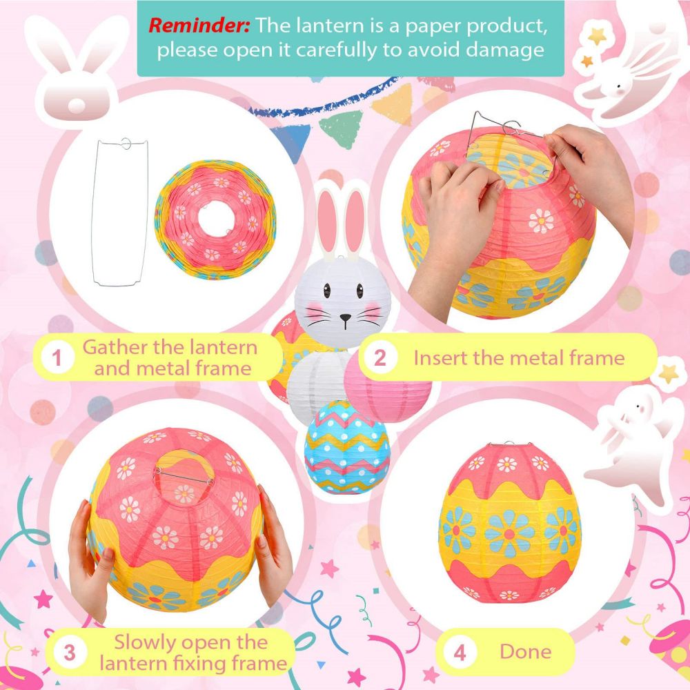 colorful Easter egg paepr lanterns with flower pattern