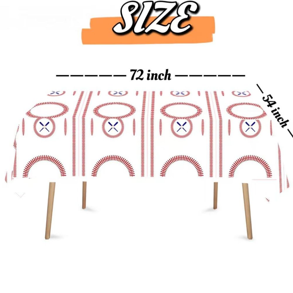 size information about baseball themed tablecloth