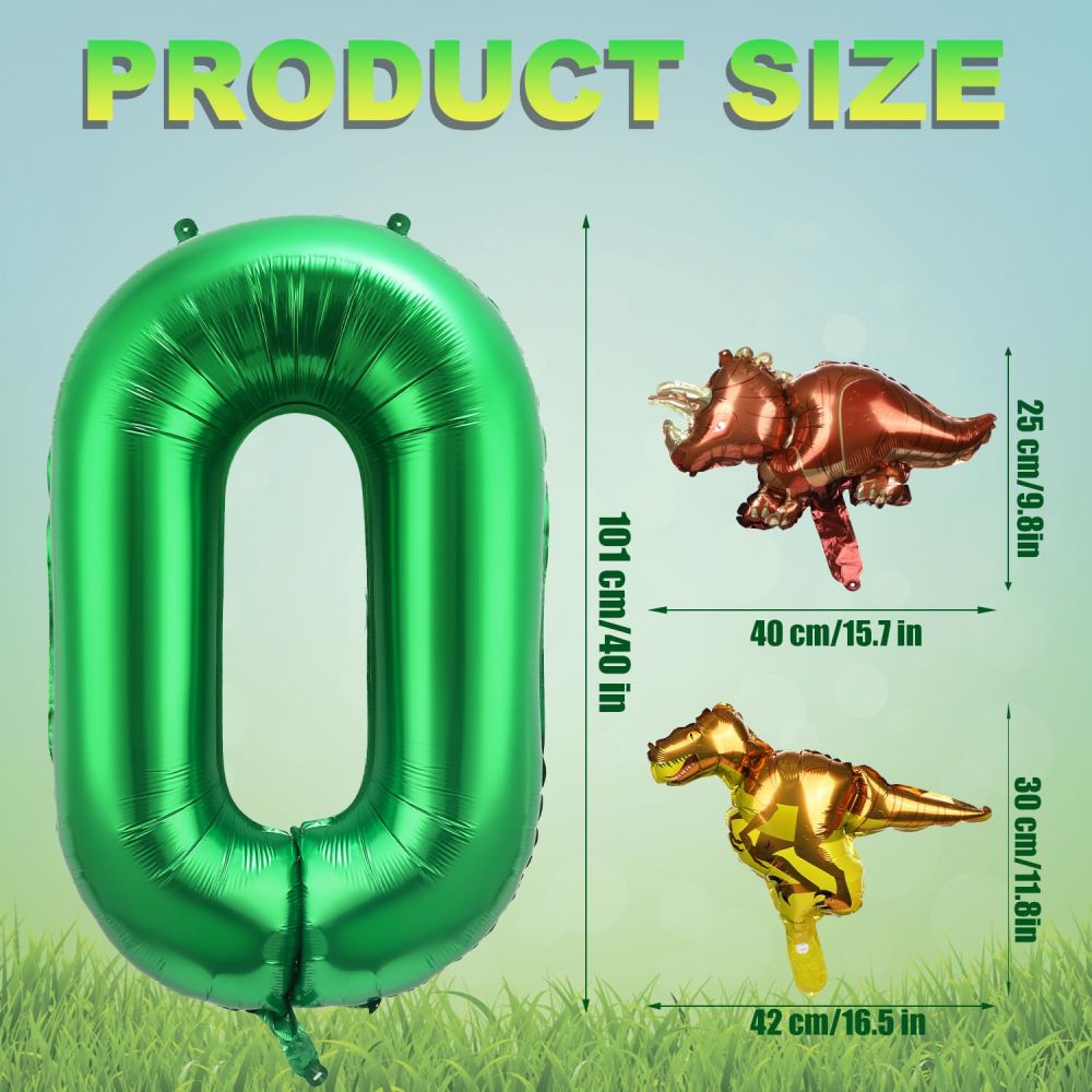 size information about dinosaur themed foil balloons
