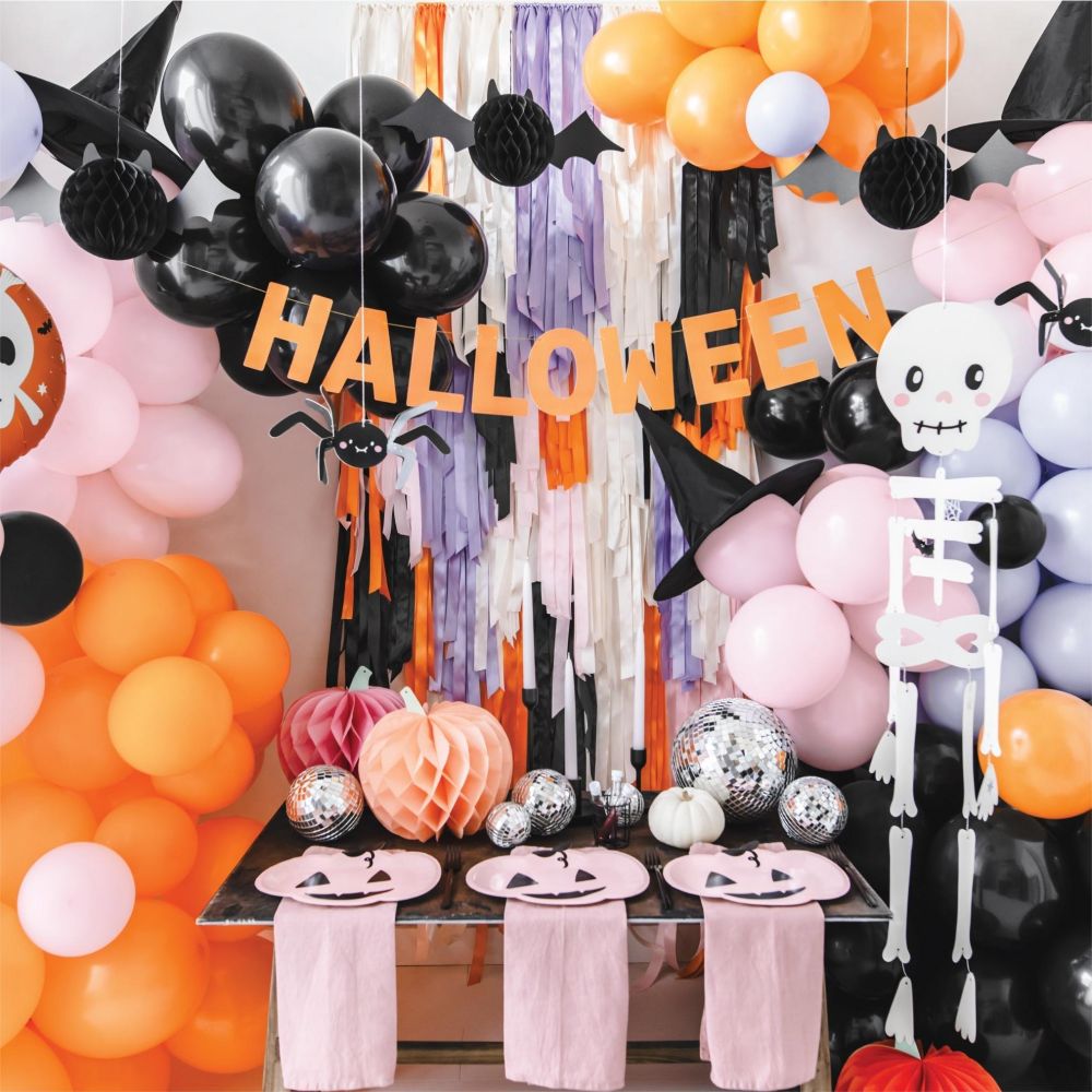 spooky cute orange pink halloween decorations