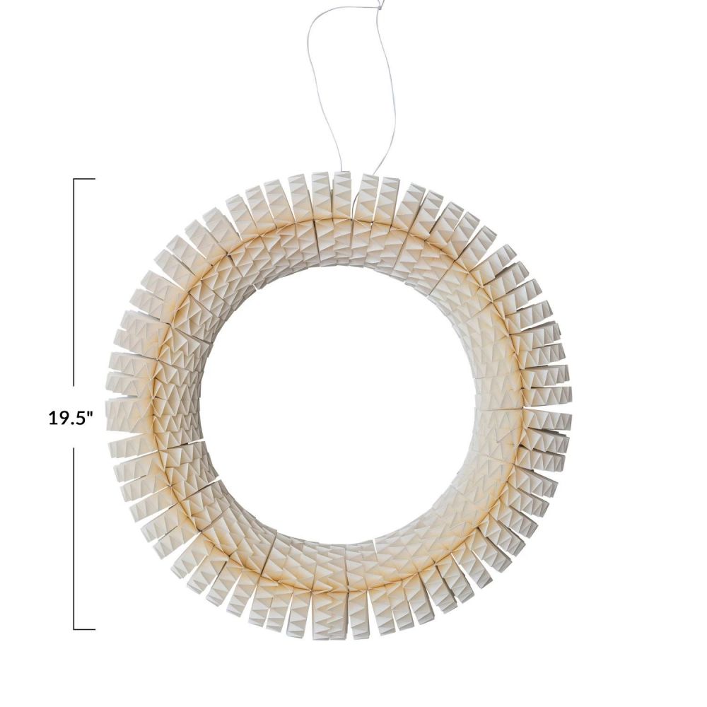Handcrafted Paper Honeycomb Wreath Cream Color
