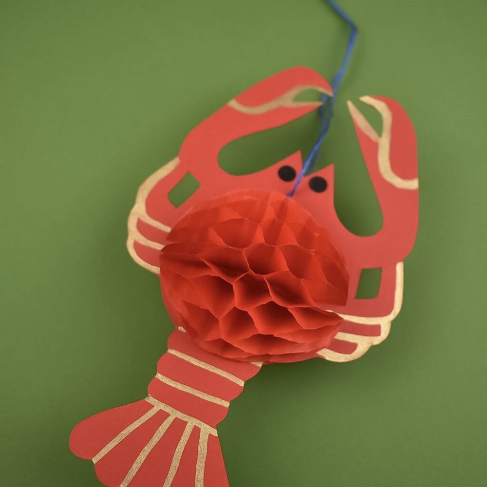 Handmade Honeycomb Paper Lobster Christmas Decoration