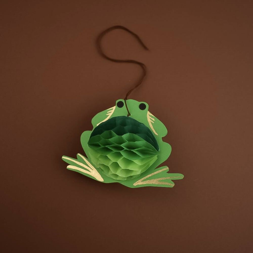 Handmade Paper Frog Christmas Decoration