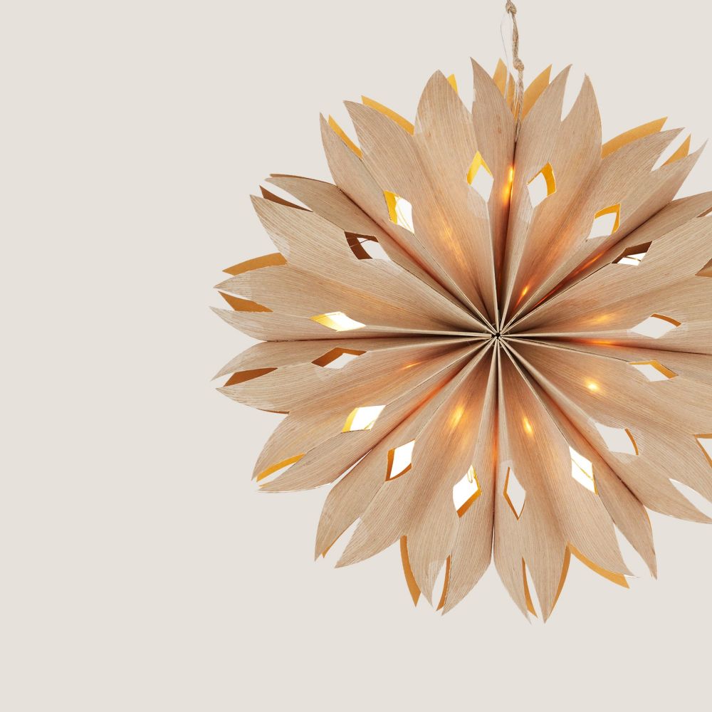 Natural Paper Star Ornament With Led Light