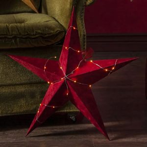 New Popularity Velvet Paper Star with Dew Drop LED String Lights