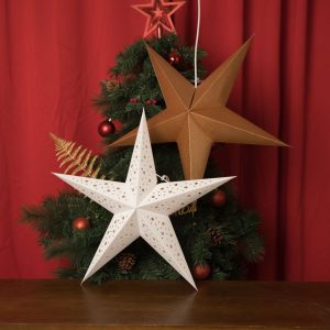 OEM Wholesale 5-Pointed Paper Star Lamps White Gold Christmas Star Lights