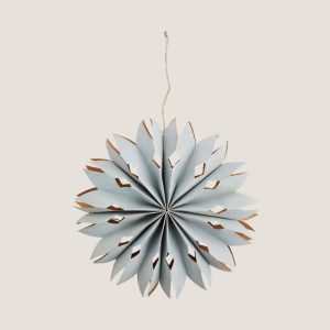 Powder Blue Paper Flake Star Christmas Ornament With Led Light
