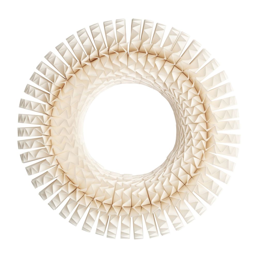 Recycled Round Handcrafted Paper Honeycomb Wreath Cream Color