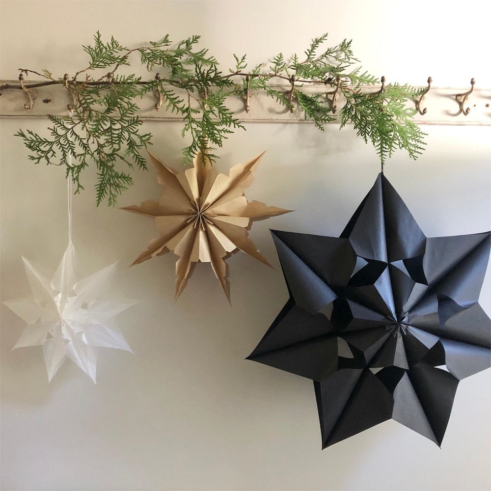Scandinavian Christmas Paper Snowflakes with three colors
