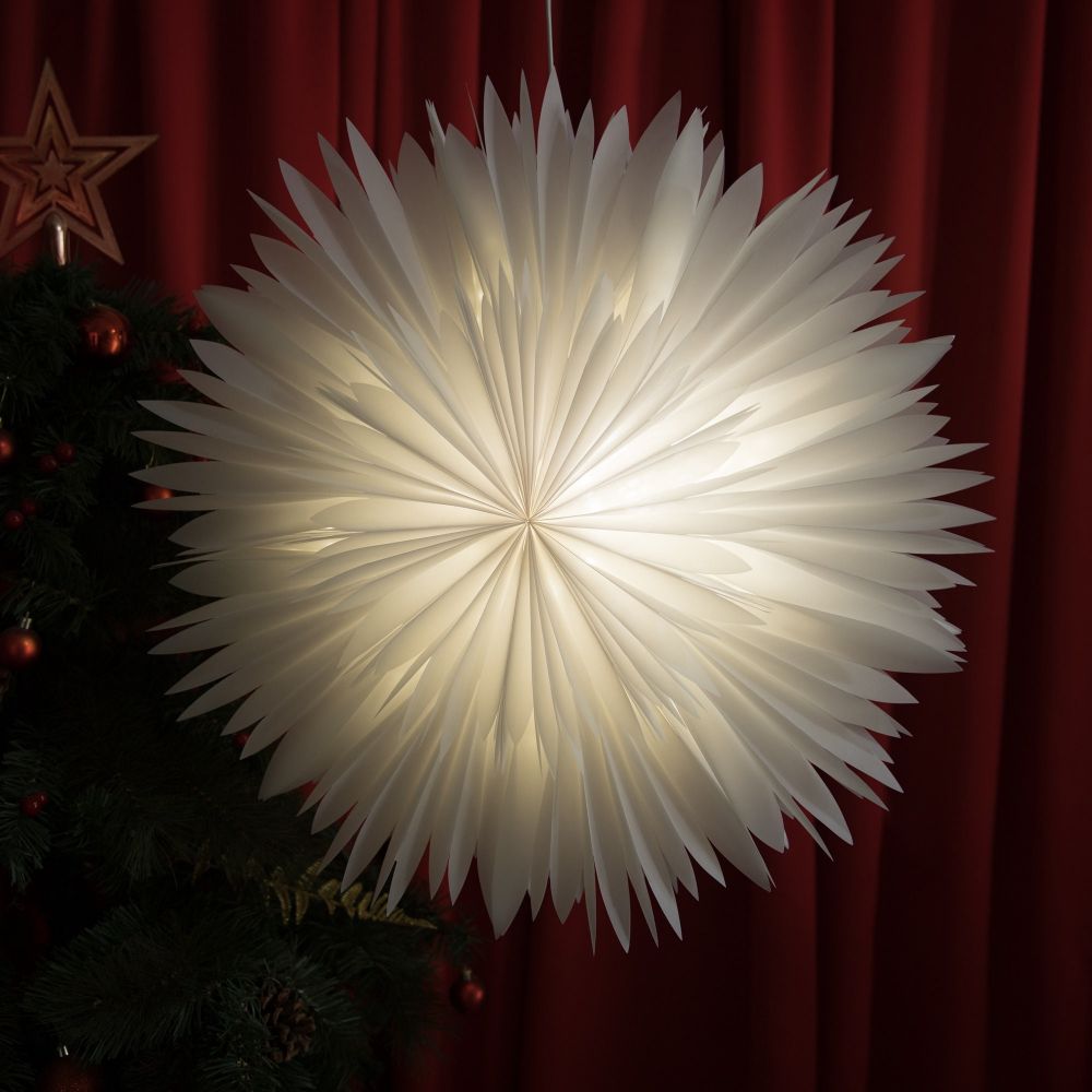 White Paper Snowflake Lanterns with Light