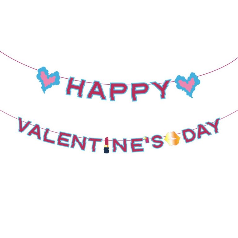 Personalized Design Blue And Pink Happy Valentine's Day Paper Garland Supplier