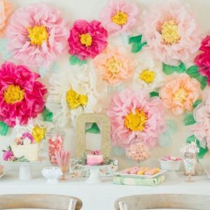 Custom Colorful Fiesta Paper Flowers for Wall Fairy Birthday Decoration