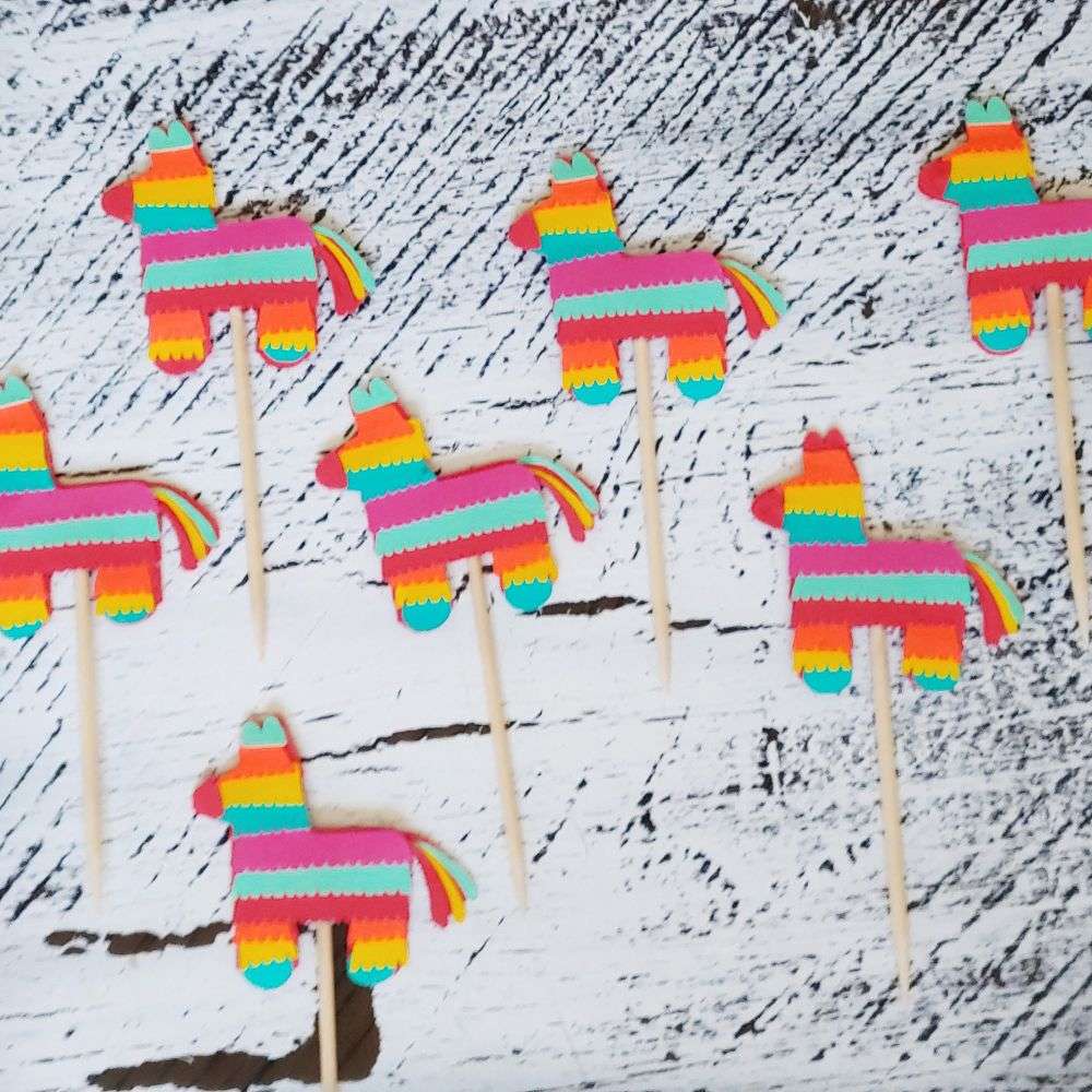 Colorful Pinata Cupcake Toppers