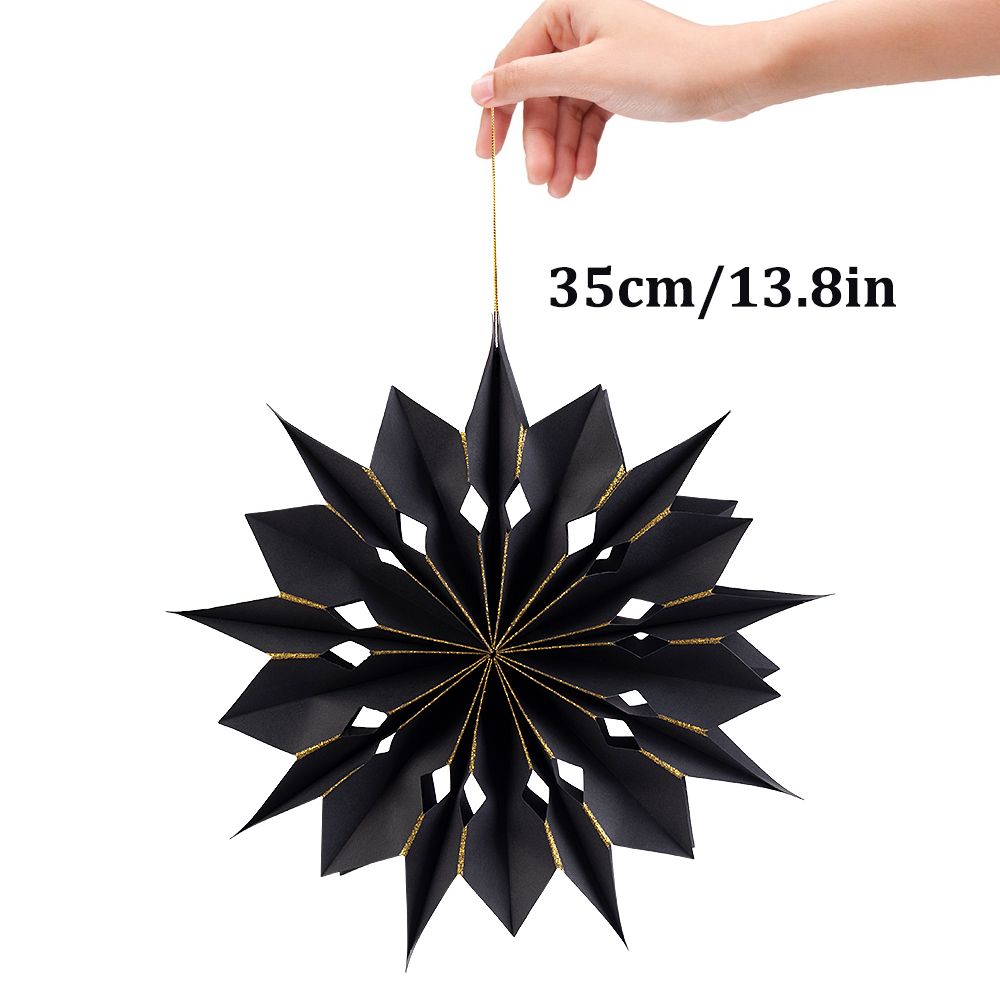 Details of Personalized Gold Edge Holly Black Snowflake Ornament for Home Decor
