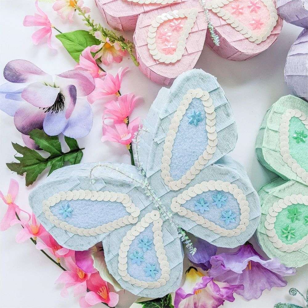 Pastel Blue Butterfly Mini Personalized Pinatas Bulk