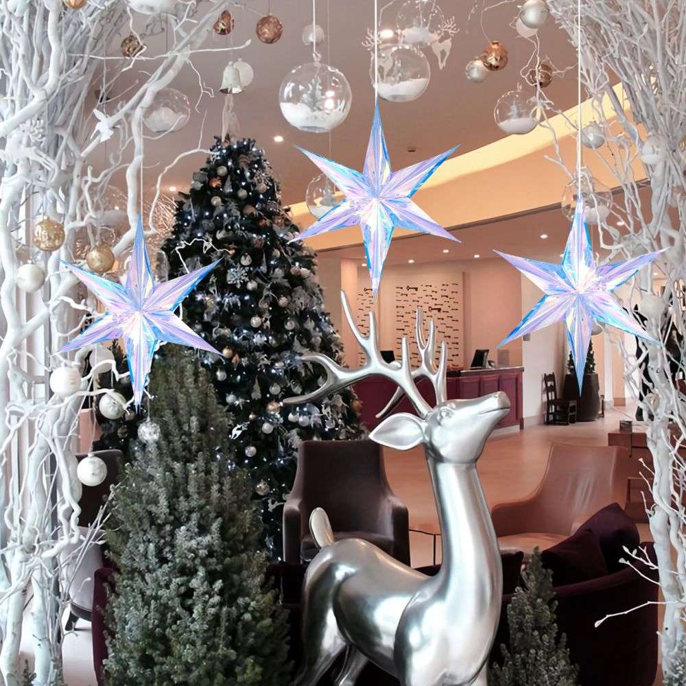 Star Ornament Hanging Decorations Foil DIY Decor