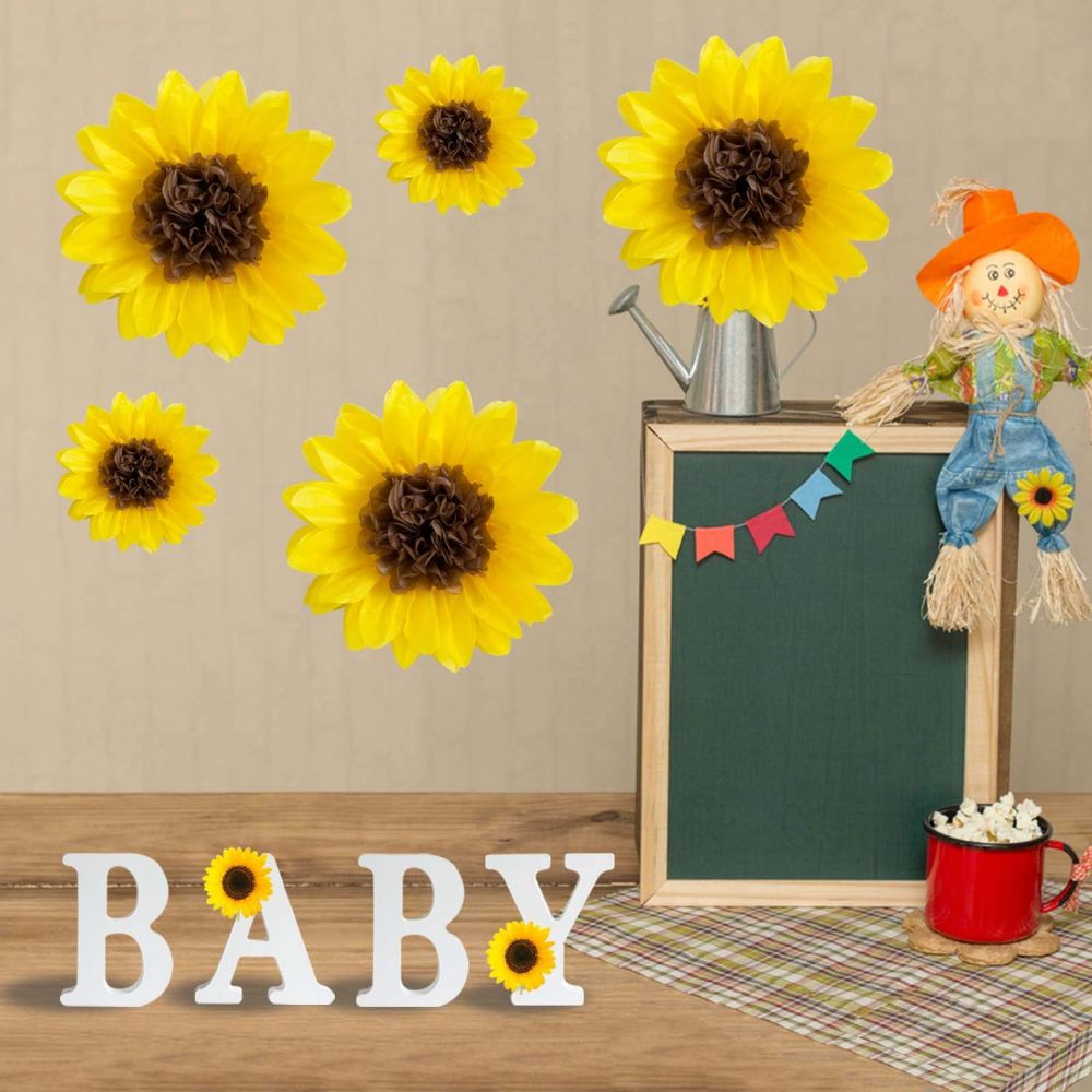 Sunflower Tissue Paper Pom Poms Décor Pom Pom Flowers Baby Shower Decorations