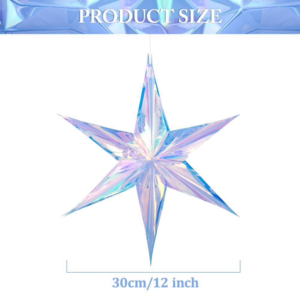 size of Iridescent Star Ornament Hanging Decorations Foil DIY Decor