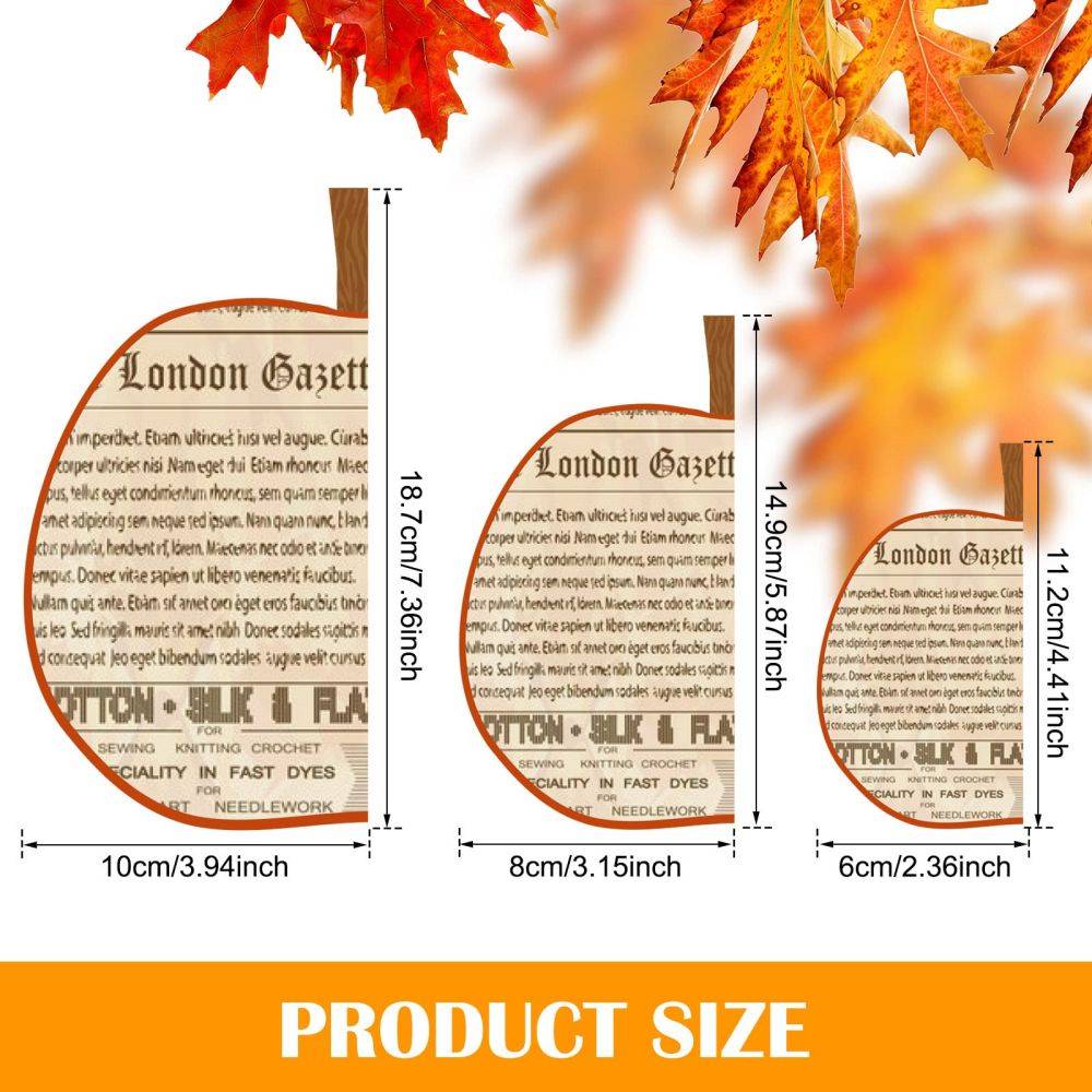 3D Pumpkins Handmade from a Book size information