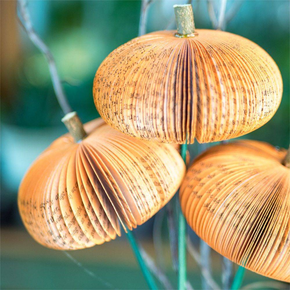 Book Craft Pumpkin Cutie Stems Thanksgiving Table Decorations
