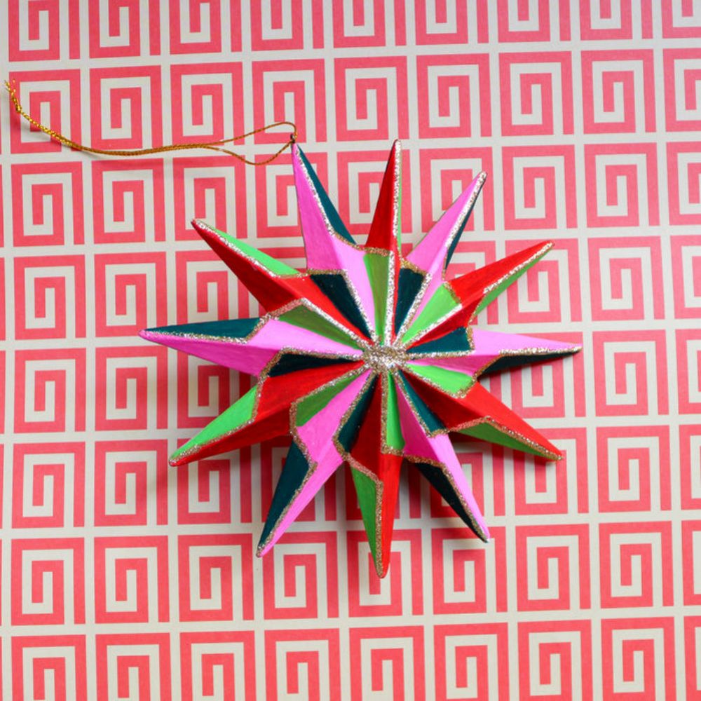 Custom Glitter Star Ornament Paper Pinwheel Star Decorations