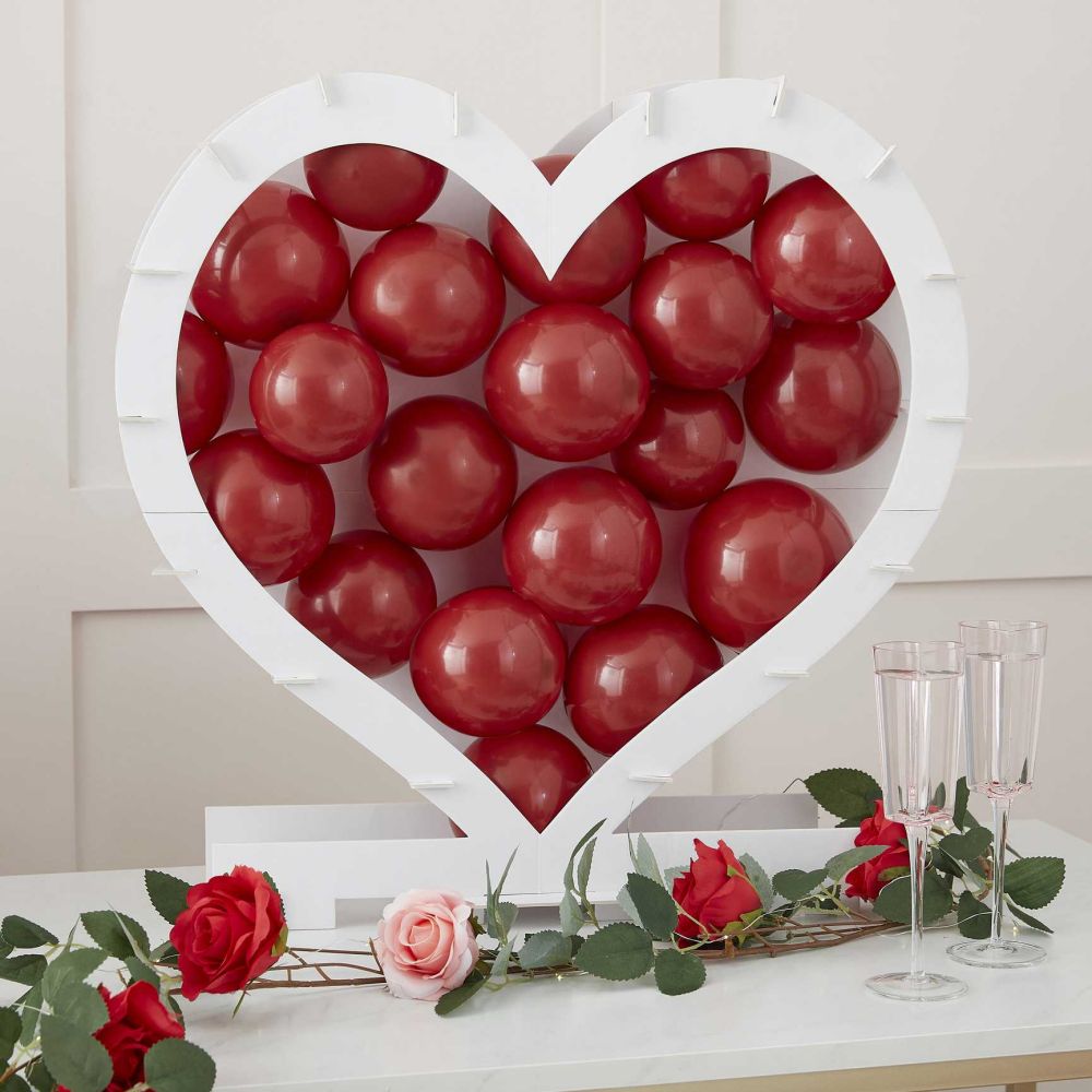 Custom Red Heart Shaped Balloon Mosaic Stand Foldable Balloon Mosaic Frame