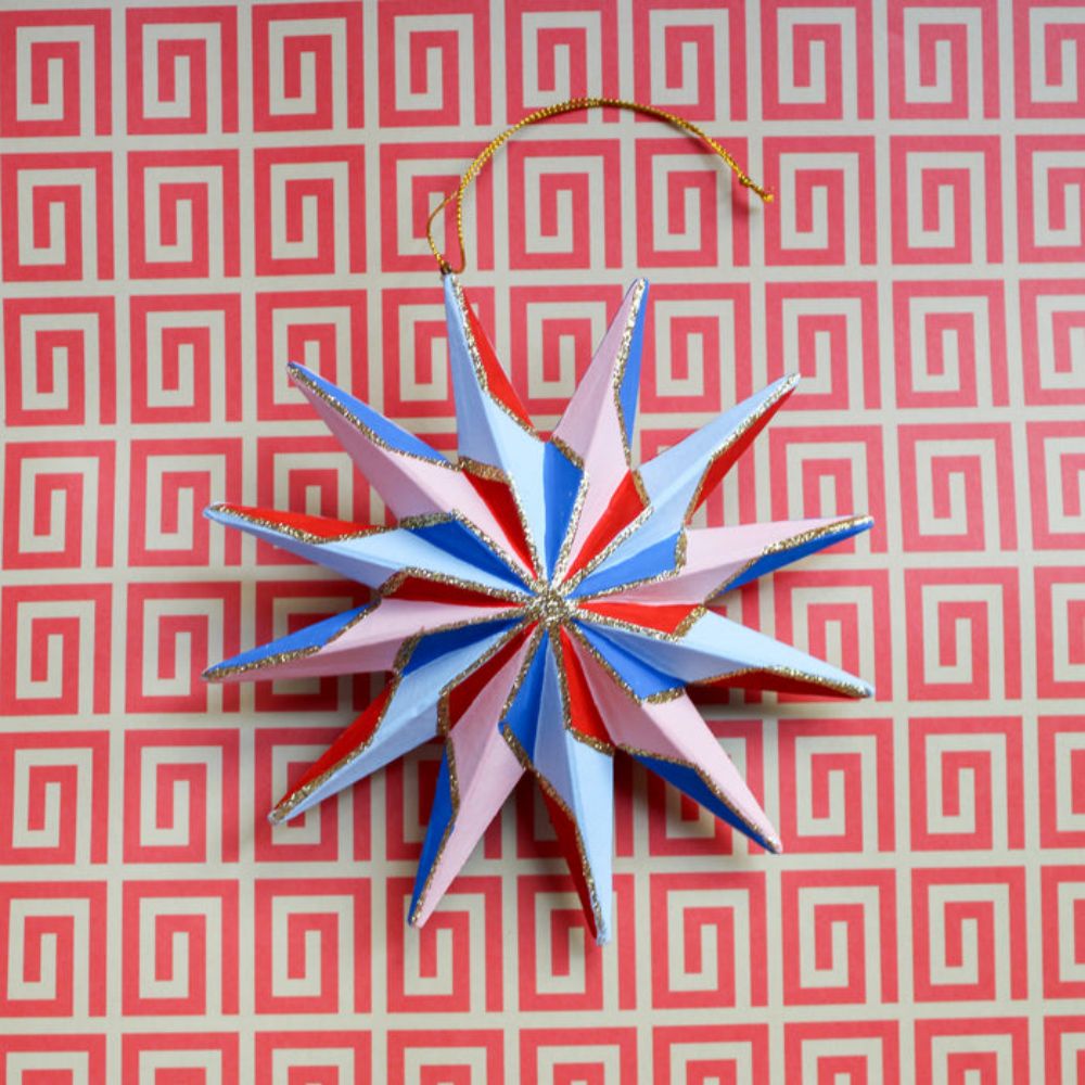Glitter Star Ornament Paper Pinwheel Star Decorations