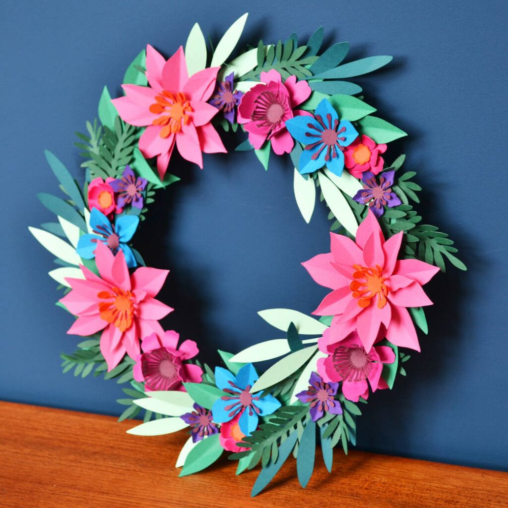Jewel Tone Paper Flower Mini Wreath Craft