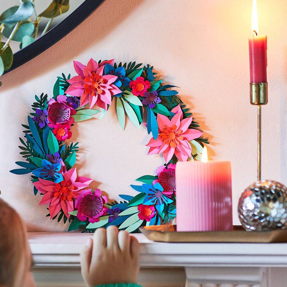 Jewel Tone Paper Flower Mini Wreath Crafts