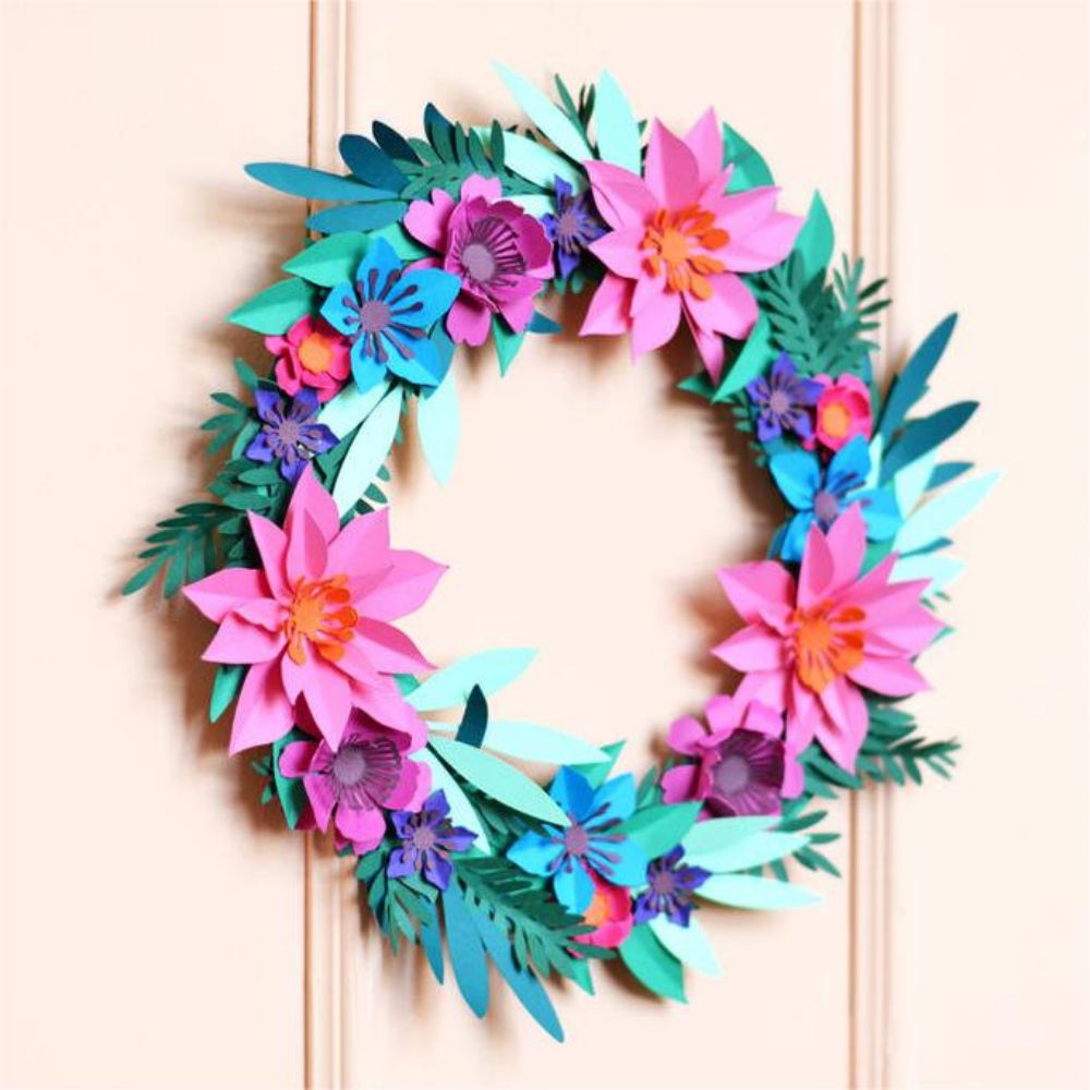 Paper Flower Mini Wreath Craft DIY