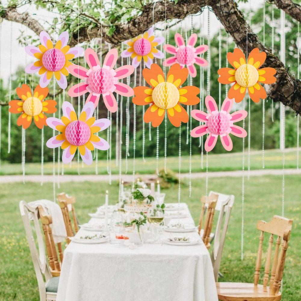 Paper Honeycomb Daisy Birthday Party Decorations Groovy Flower Spring Outdoor Decorations