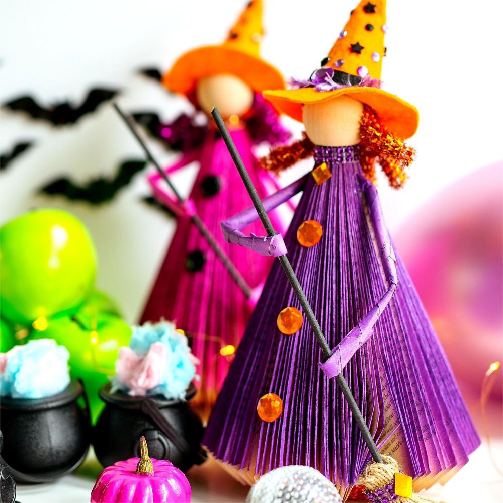 Book Witch Halloween Home Decorations Purple
