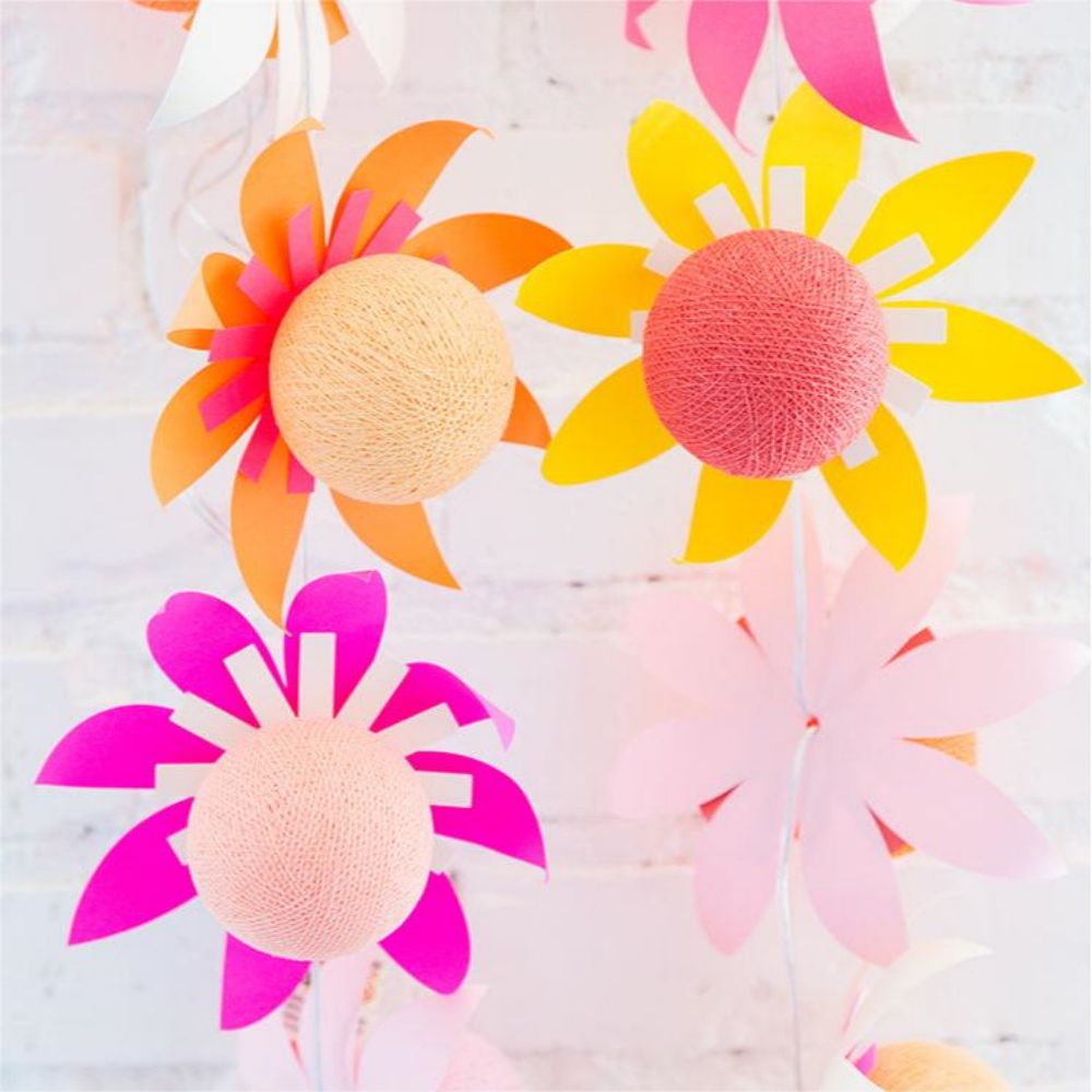 Bright Flower String Lights Floral Paper Garlands Manufacturer