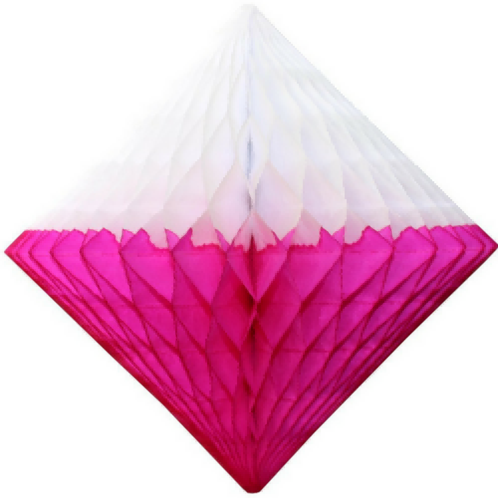 Cerise White Gradient Two-Tone Diamond Honeycombs Paper Decorations