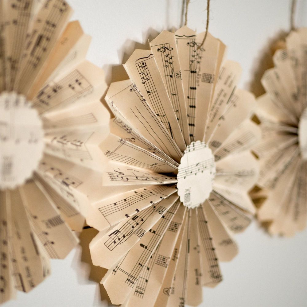 Custom Sheet Music Pages Paper Fans Paper Rosettes Vintage Wedding Decorations