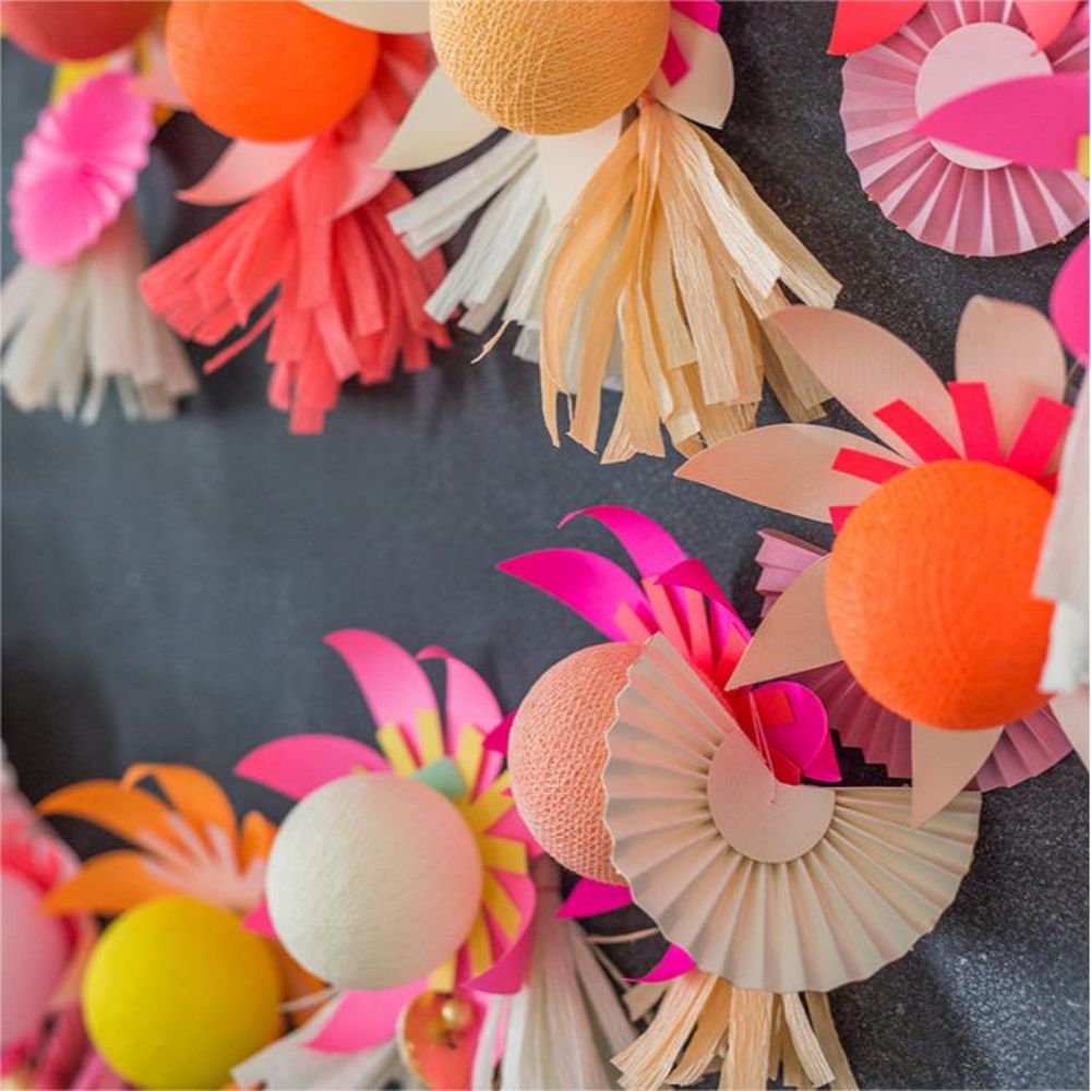 DIY Colorful Flower String Lights Floral Paper Garlands Manufacturer