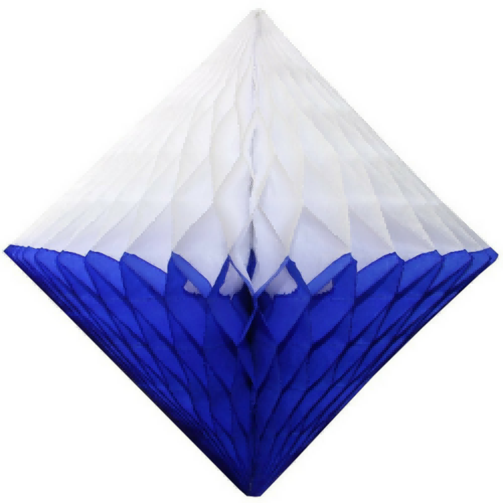 Dark Blue White Gradient Two-Tone Diamond Honeycombs Paper Decorations