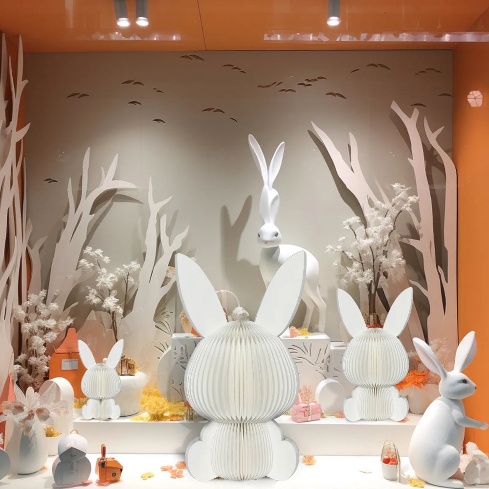 Easter Bunny Paper Honeycomb Decor Standing Display