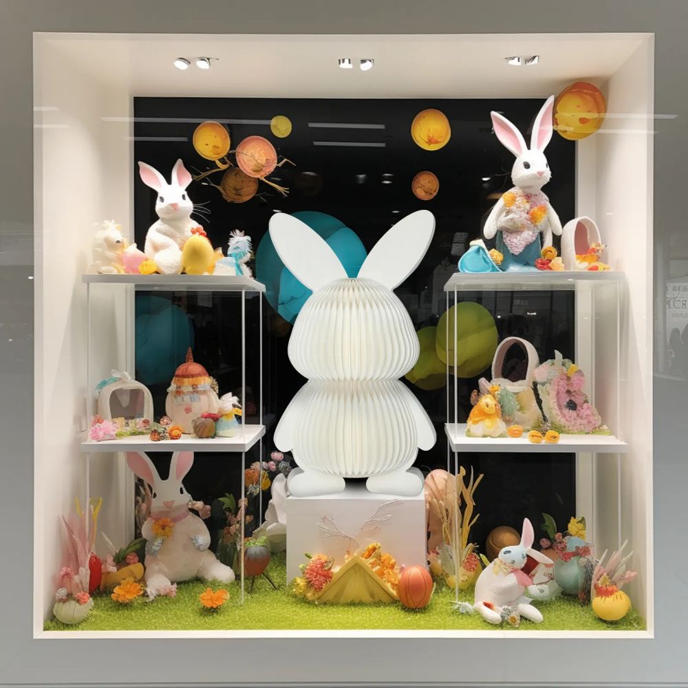 Easter Bunny Paper Honeycomb Standing Display