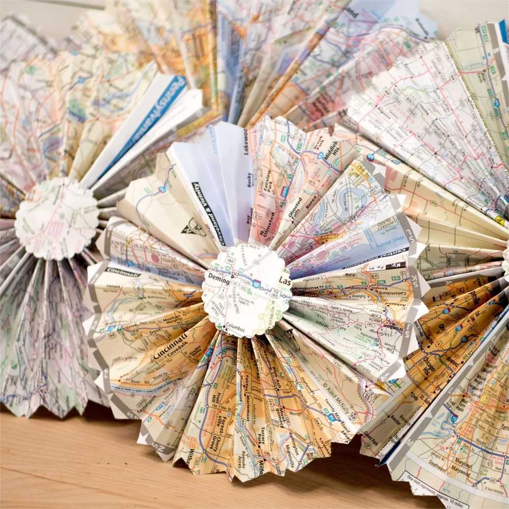 Map Adventure Travel Theme Decor Map Decoraive Paper Fans