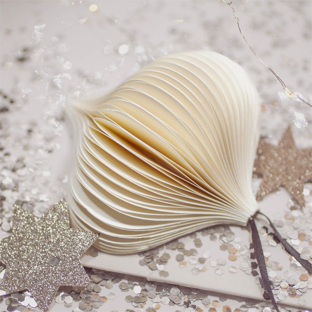 Onion Paper Honeycomb Scandi White Ornament Recyclable Ornament