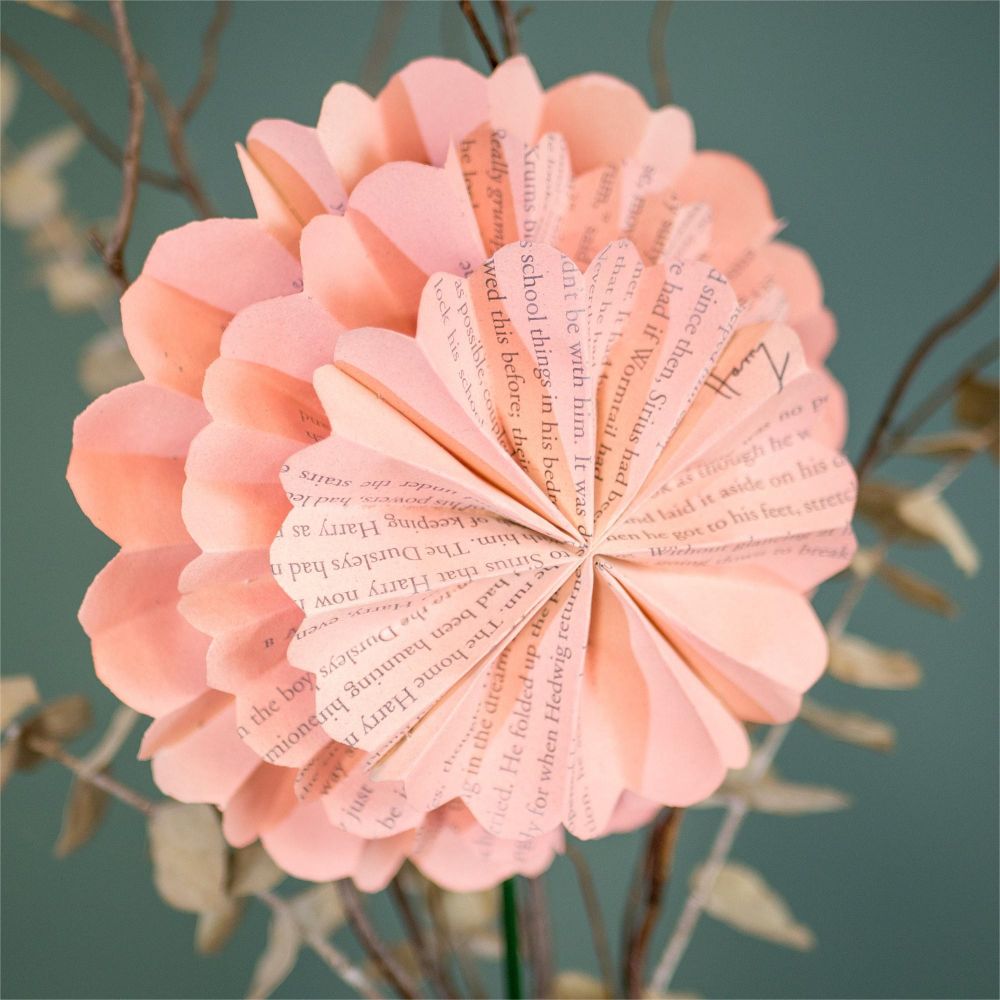 Pink Flower Stems 3D Book Page Flower Pinwheel Anniversary Baby Shower Gifts Supplier