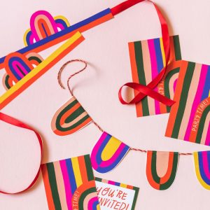 Rainbow Party Birthday Paper Garland Banner