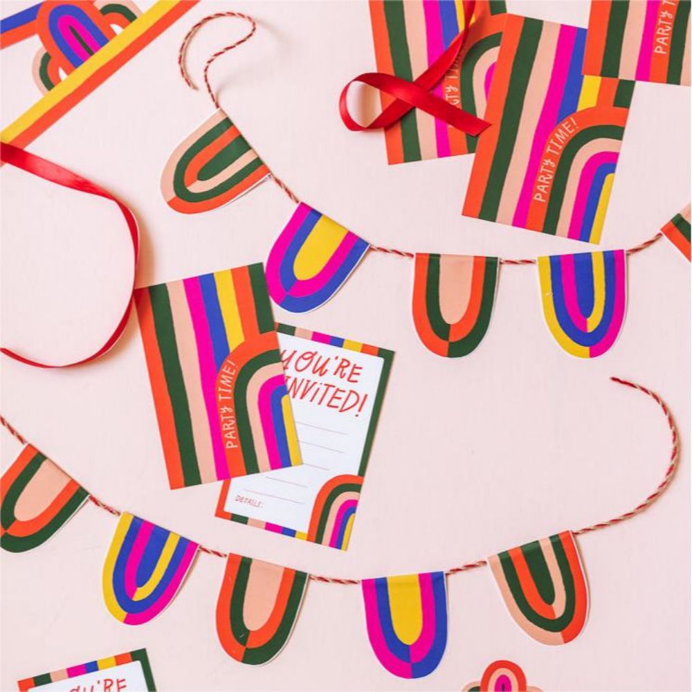 Rainbow Party Birthday Suit Paper Garland Banner