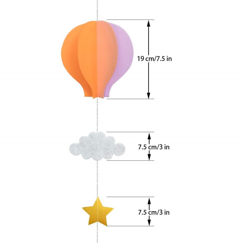 Size of Custom Hot Air Balloon Decorations Assorted Color Air Balloon Paper Garlands