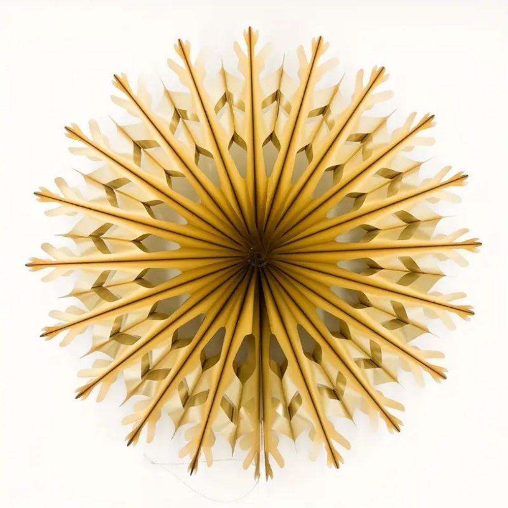 Yellow Hollow Paper Fan Flowers Aluminized Origami Fan Flower