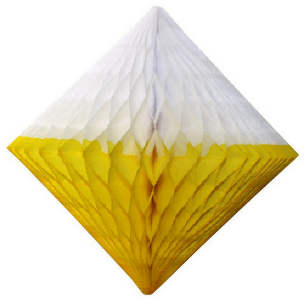 Yellow White Gradient Two-Tone Diamond Honeycombs Paper Decorations