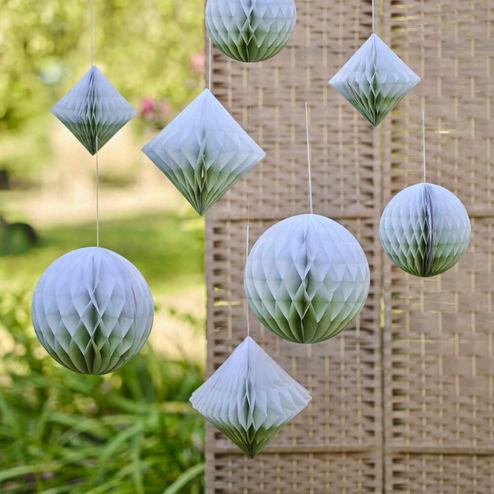 original sage dip dye honeycomb decorations