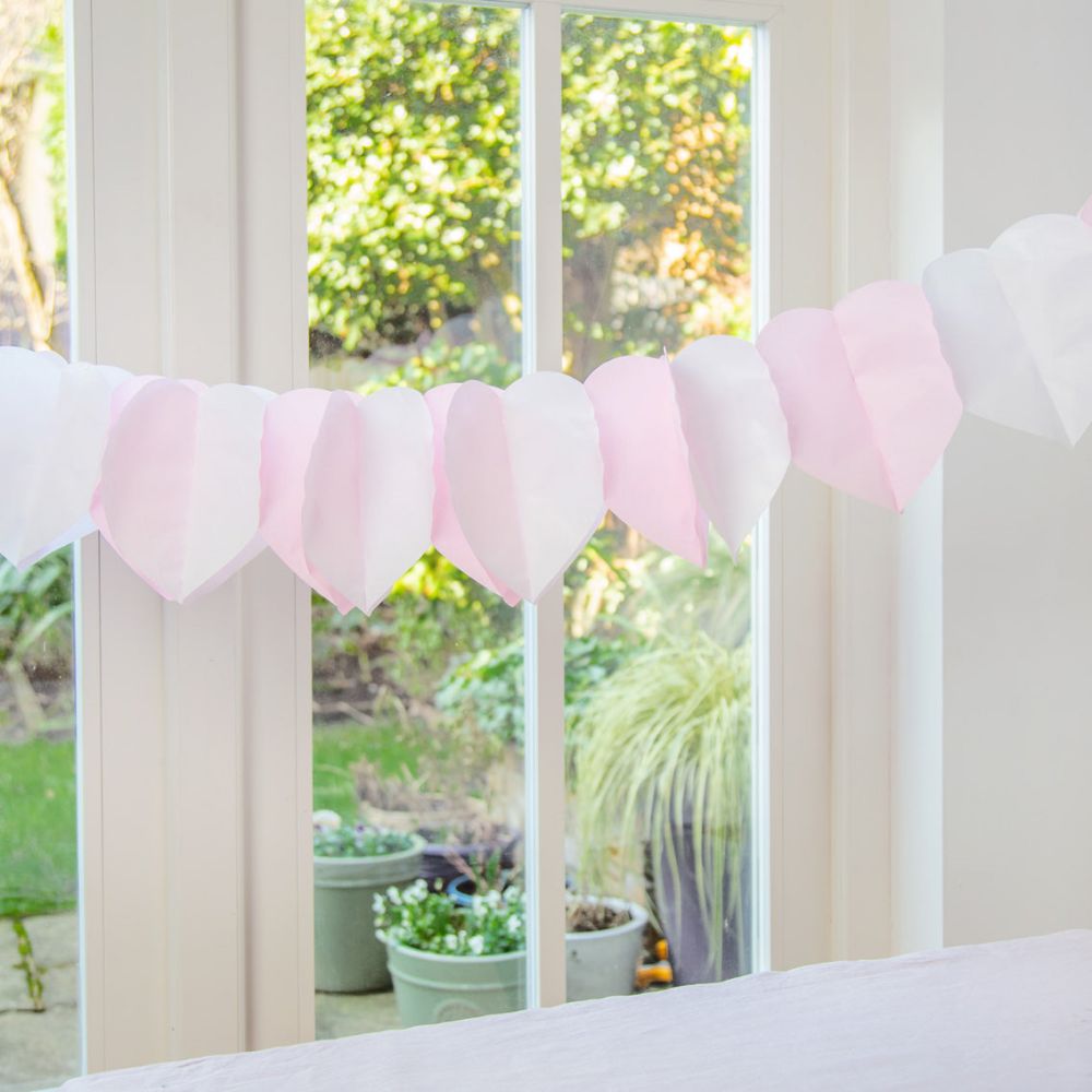 pink garland for window decorations