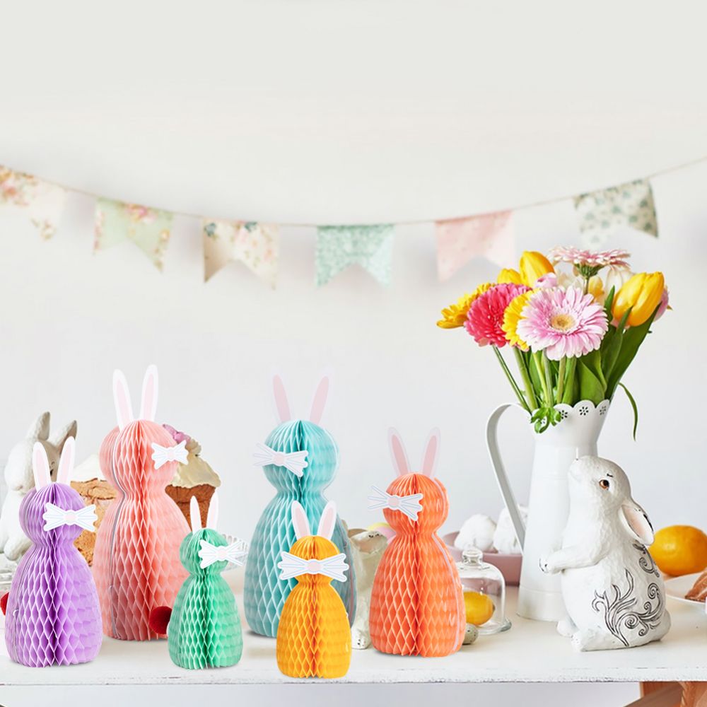 Bespoke Pastel Easter Bunny Paper Honeycomb Decorations Vendor